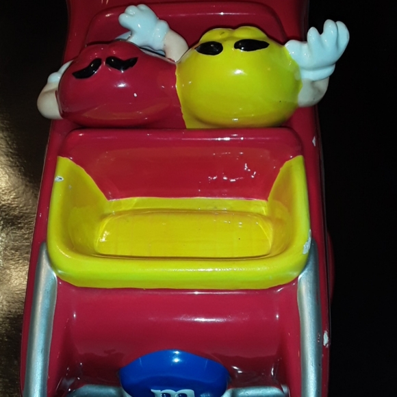 M&M's M&M Hot Rod Car Candy Dish Red Auto Yellow G - Picture 9 of 14